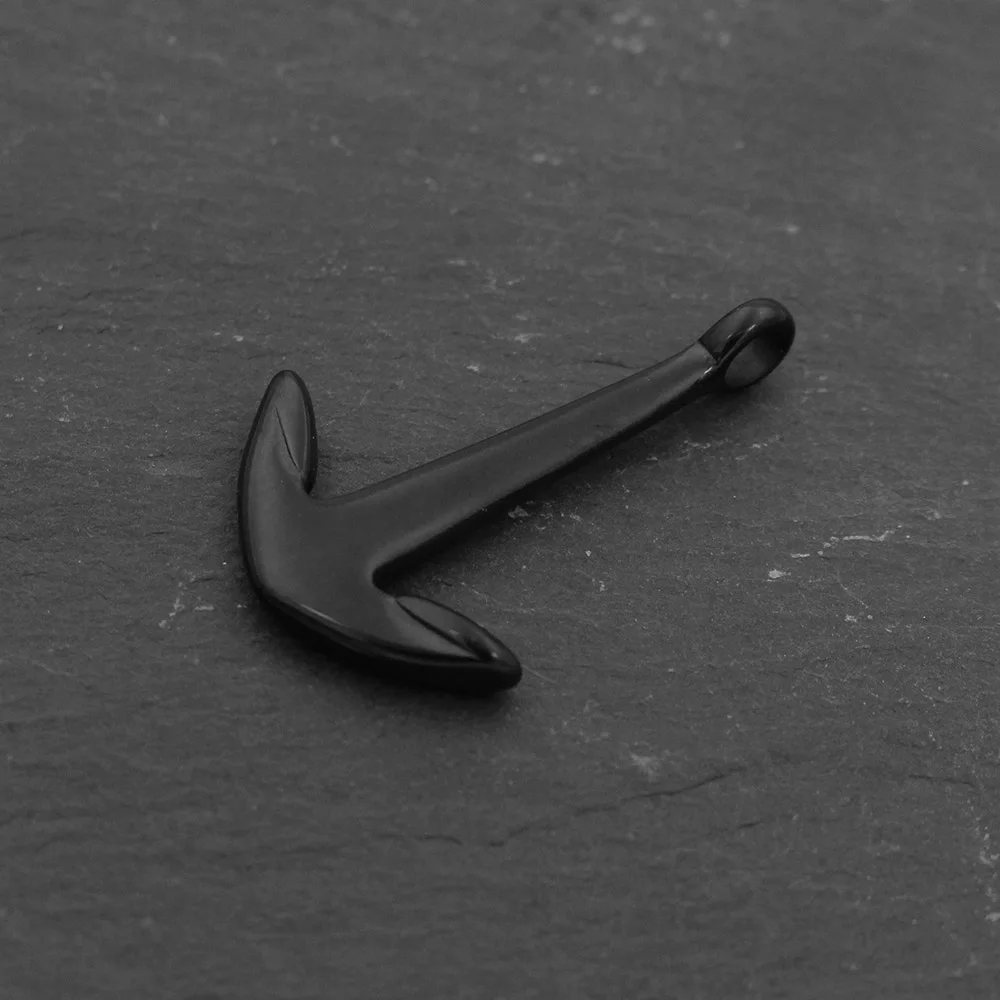 Black 4 мм отверстие 316L Нержавеющая Сталь Серебряный тон якорь кулон подходит DIY кожаный браслет шармы-соединители и изготовление ювелирных ожерелий - Цвет: Black