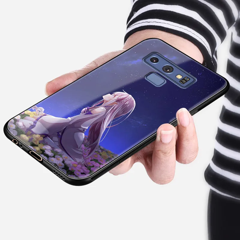 Re Zero Аниме Ram Rem Emilia чехол для телефона для samsung Galaxy S8 S9 S10e S10 Note 8 9 10 Plus закаленное стекло Мягкий силиконовый чехол