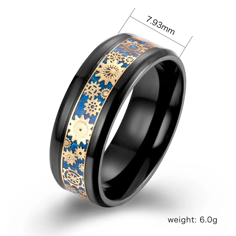 Мужское кольцо из углеродного волокна механическое зубчатое нержавеющей стали