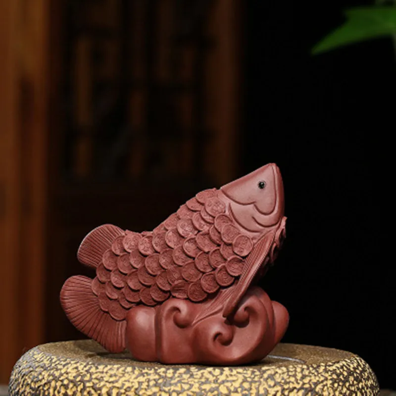 Новинка из фиолетовой глины благоприятный рыбы Чай Pet китайский чайный набор