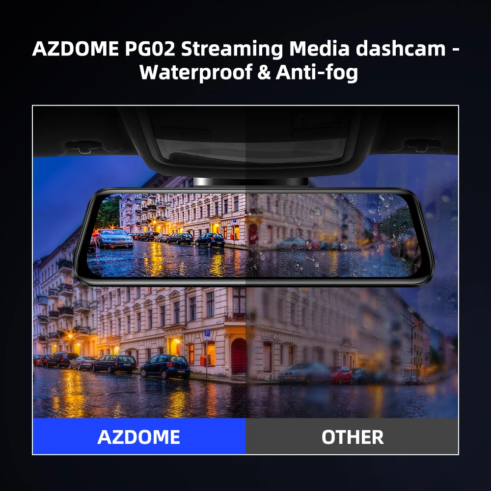 AZDOME 10 дюймов PG02 Видеорегистраторы для автомобилей 1080P потоковый медиа зеркало