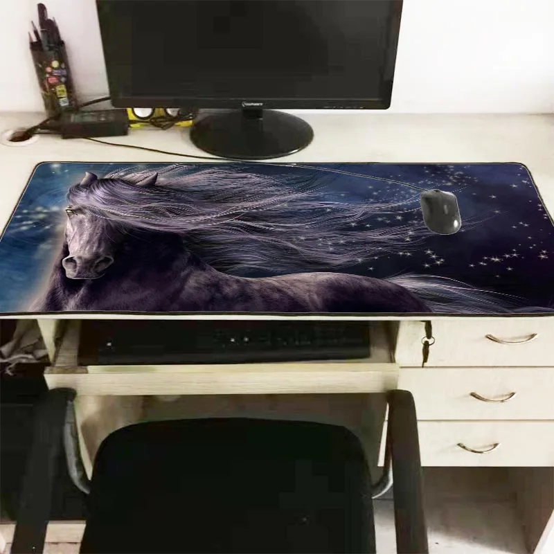 

XGZ Fantasy Purple Horse Animal Large Gaming Mouse Pad Gamer Lock Edge Keyboard Mouse Mat Desk Mousepad for CS GO LOL Dota Game