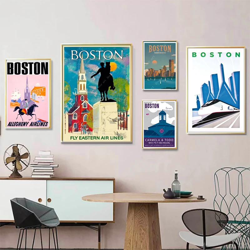 Американский Массачусетский Бостонский город винтажная Карта путешествий