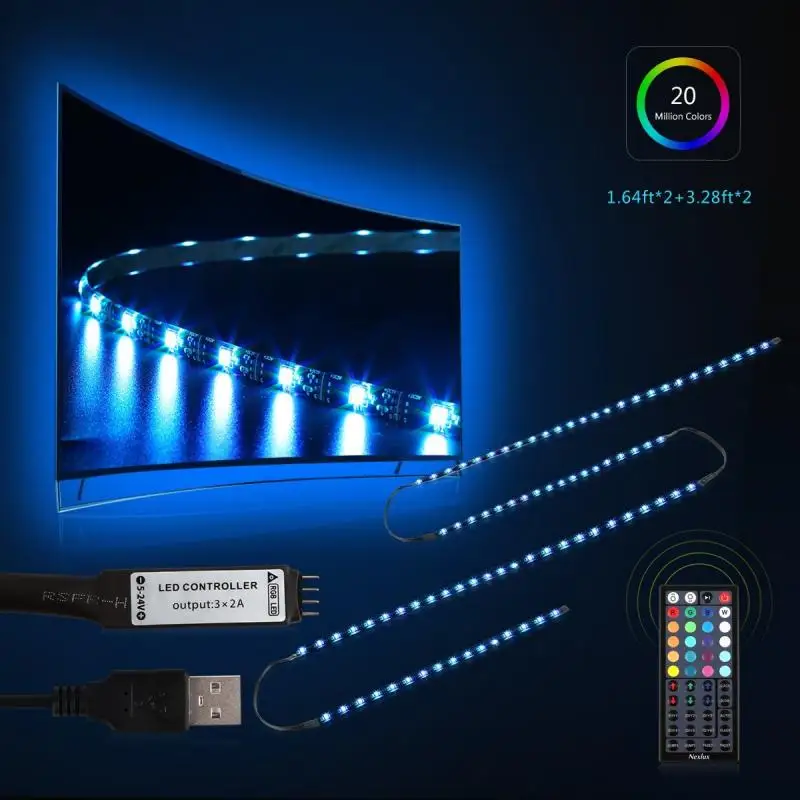 

LED Strip RGB Multicolor 5050 TV Backlight PC Background Lighting Kit With 44Key IR Controller Home Kitchen Living Room Decor