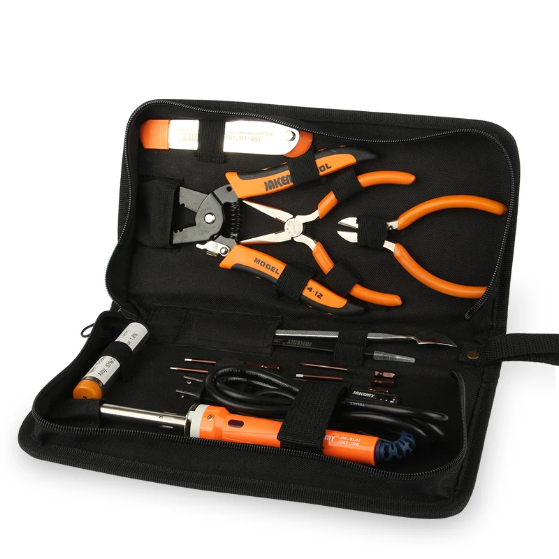 

JAKEMY JM-P14 14 in 1 Complete mechanical DIY screwdriver hand tool kit with solder wire all types of pliers for uav repair