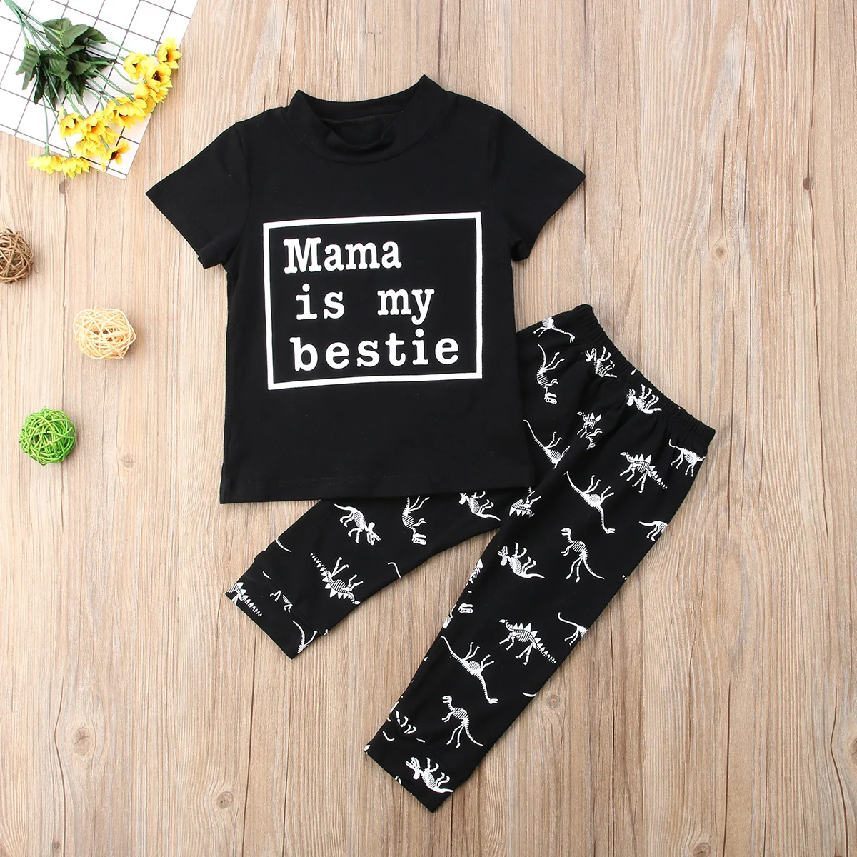 

2Pcs Newborn Kid Boy Clothes Letter Cotton t-shirt + Cartoon Dinosaur Pants Legging Outfits Set Clothes 12M-3Yrs