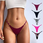 Стринги женские атласные с V-образным вырезом, с низкой талией, бесшовные