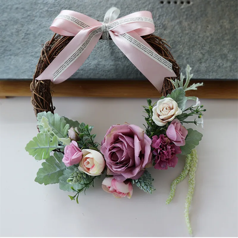 

4pcs/pack Decorative Wreath Artificial Flower Christmas Day Garland Wedding Home Decoration Flower Holiday Accessories
