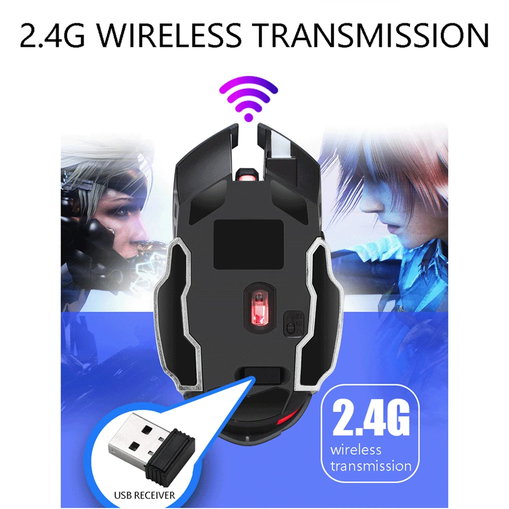 Warwolf Q8 Charging 2.4GHz Wireless Gaming Mouse 6 Buttons Backlight Adjustable 3200DPI Mechanical With USB Receiver | Компьютеры и