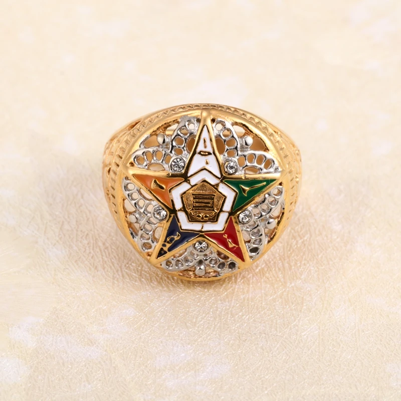 Masonic Freemason Order of the Eastern Star Rings - 316L Stainless Steel Gold for Men and Women, including female rings. image 6