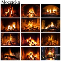 fireplace background decorations props winter christmas party banner backdrop home fire birthday art photography studio shoot
