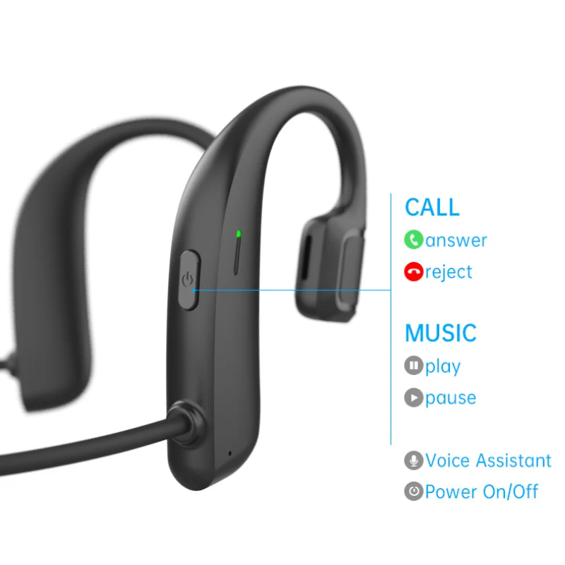 

Bone Conduction Headphones Bluetooth 5.0 Wireless Waterproof Comfortable Wear Open Ear Hook Light Weight Sports Earphones