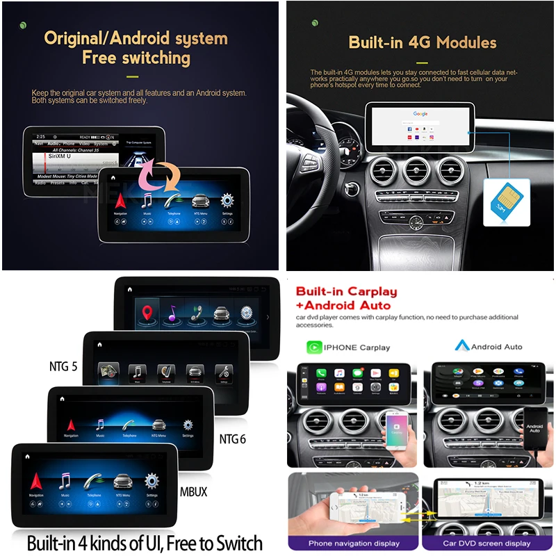 Wiresless Carplay 1920*720 Android 10.0 Car GPS Navigation Radio Player For Mercedes Benz CLS Class W218 2011-2017 8Core 4+64G - купить по