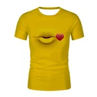 Летняя модная футболка с принтом губ, футболка с графическим рисунком, женские желтые футболки, топы, смешные футболки с поцелующимися губами для девочек, кавайная футболка, женская одежда