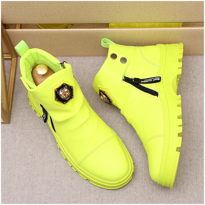 Высококачественные модные мужские высокие туфли в британском стиле с вышивкой