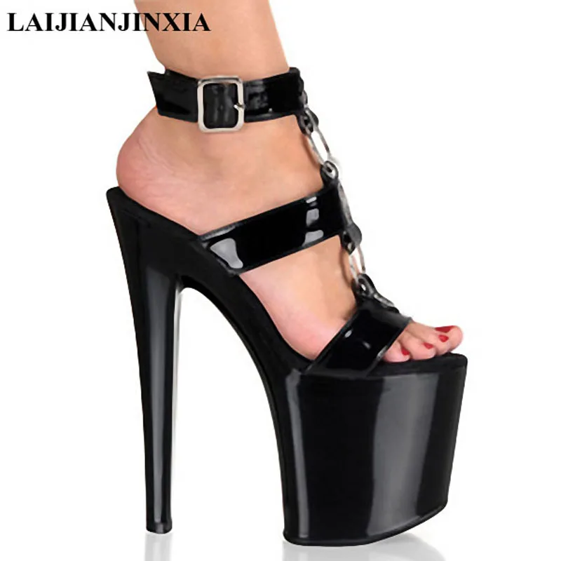 New women's shoes, sandals, Roman new metal chain 20cm high with the wedding shoes, hollow out Dance Shoes