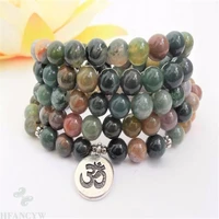 6mm natural indian agate gemstone 108 beads mala bracelet gemstone monk pray cuff handmade buddhism wristband new wrist energy