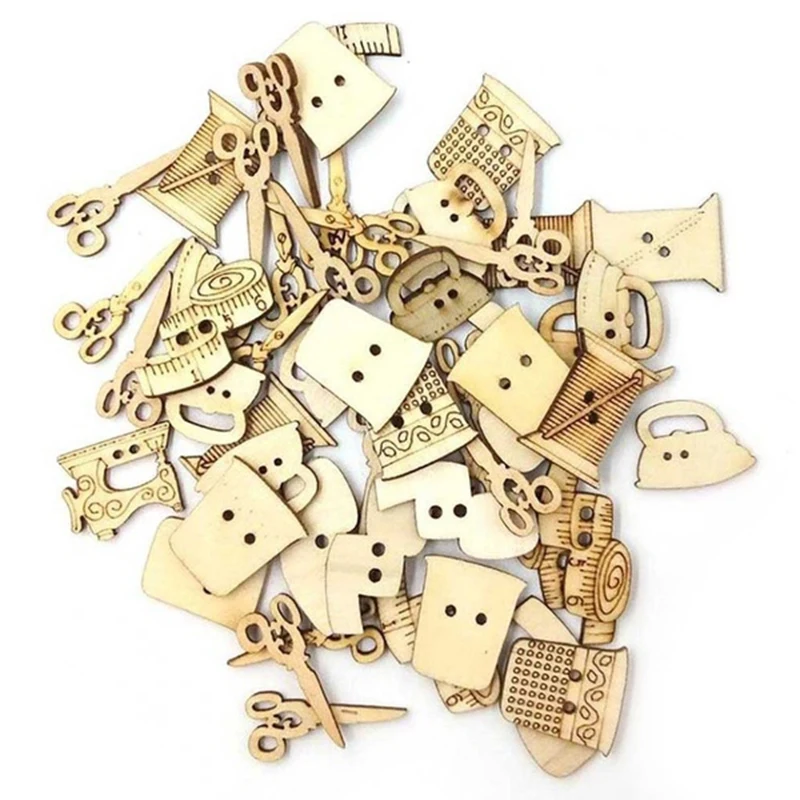 

100 шт швейная машина ножницы в форме деревянные пуговицы для шитья кнопка для детской одежды декоративные кнопки принадлежности для скрапб...