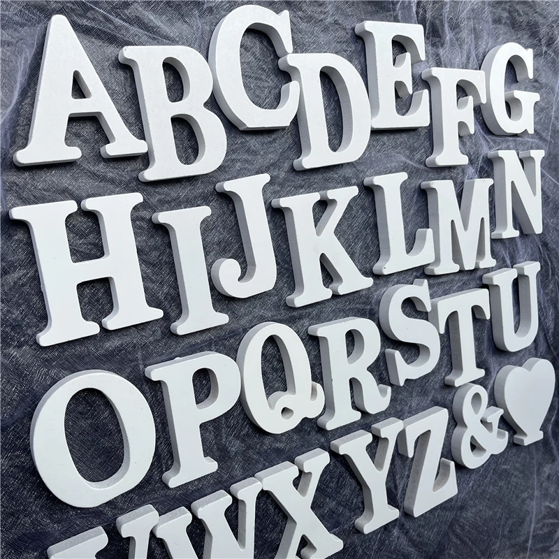 

8cm A To Z Letras Decorativas Grandes White Wooden Letters English Alphabet DIY Name Design Art Craft Home Decorative Letters