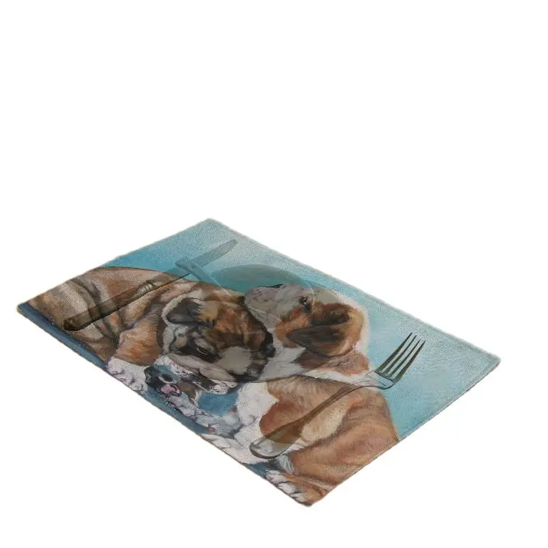 Салфетка с изображением Мопсов 42 х 32 см | Дом и сад