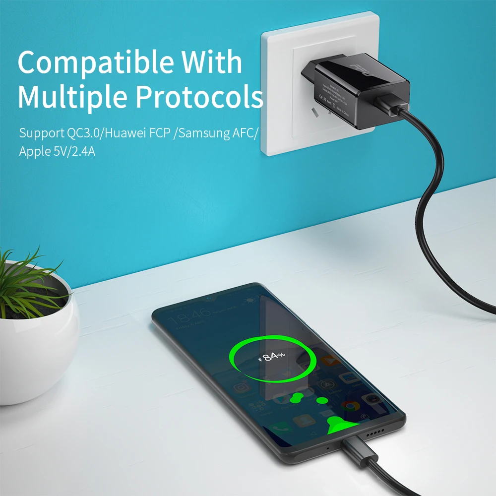 FPU 3 Port USB Charger 30W Quick Charge 3.0 2.0 Mobile Phone Charger for iPhone EU QC3.0 Fast Charger for Huawei Samsung S9+ S10
