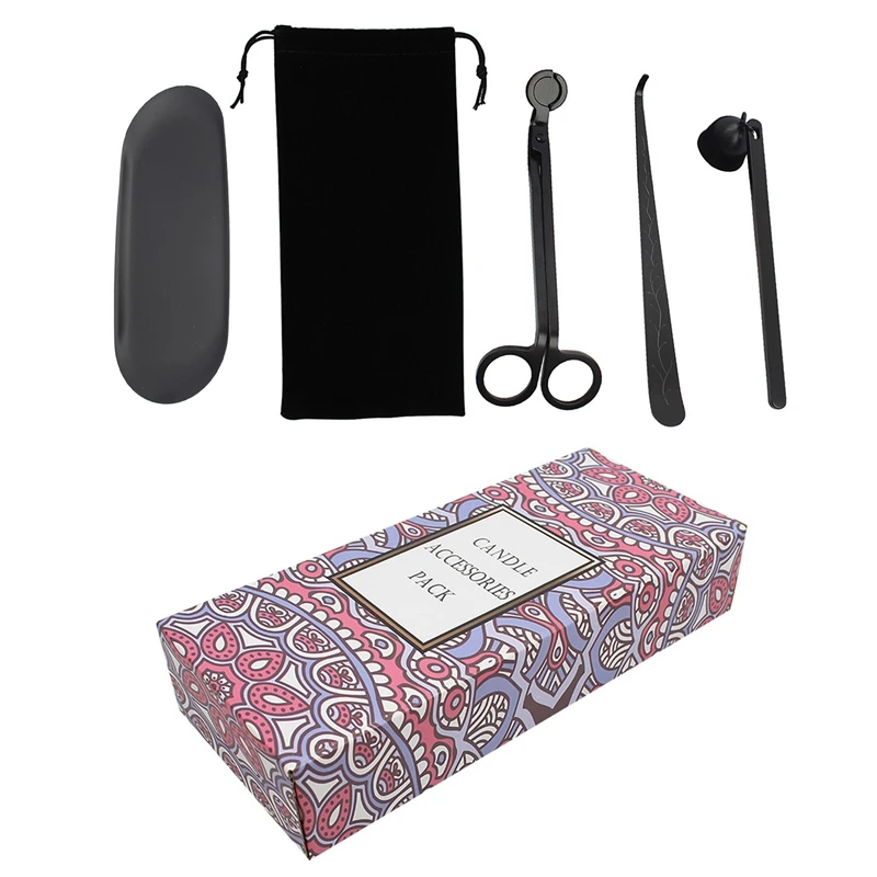 

Aromatherapy Candle Scissors Candle Extinguisher Stainless Steel Wick Cut Off Candle Cover Tool 5-Piece Set