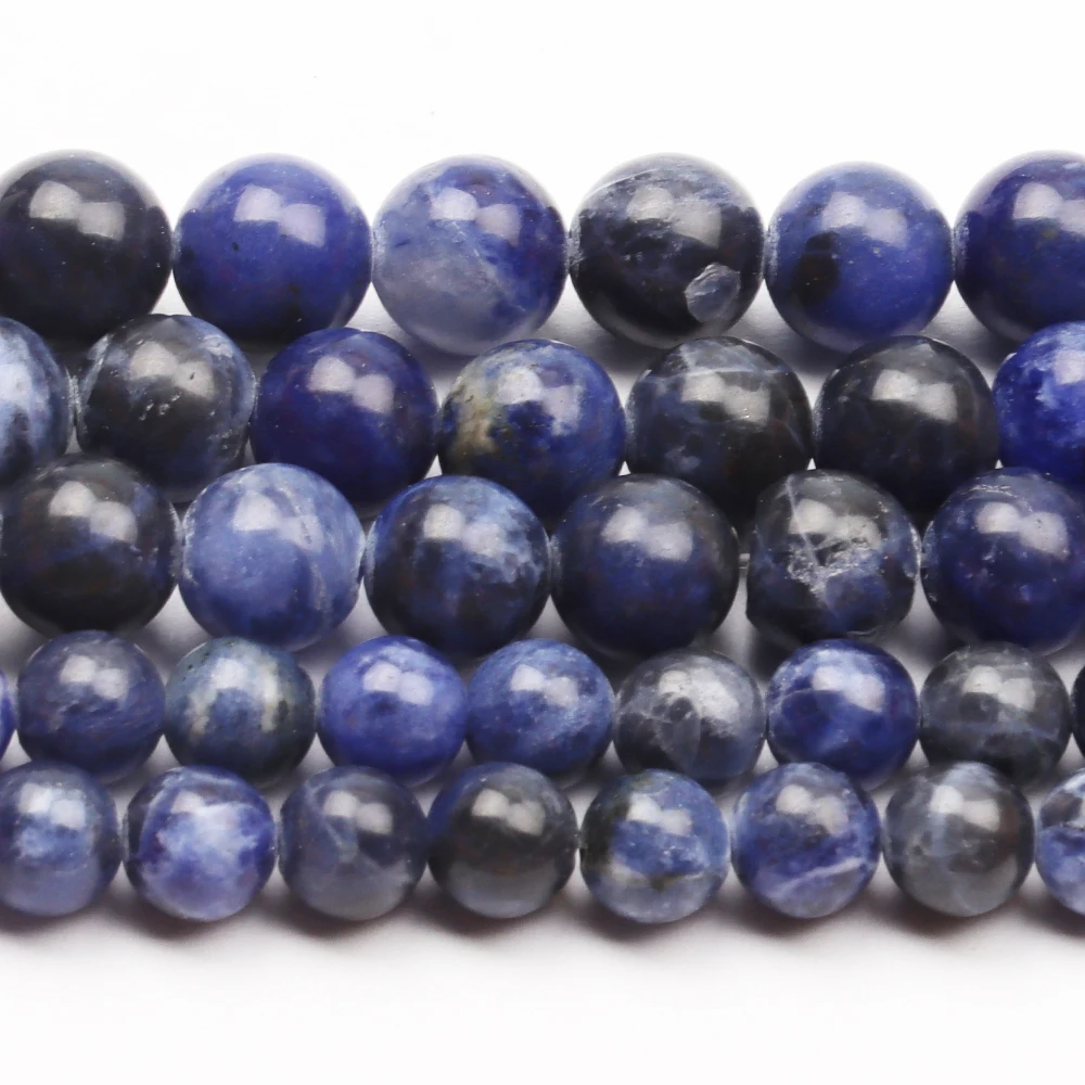 

Natural Gemstone Beads Round Loose Smooth Beads Used to Bracelet Earring Necklace Jewelry Making Blue-vein Stone Beads