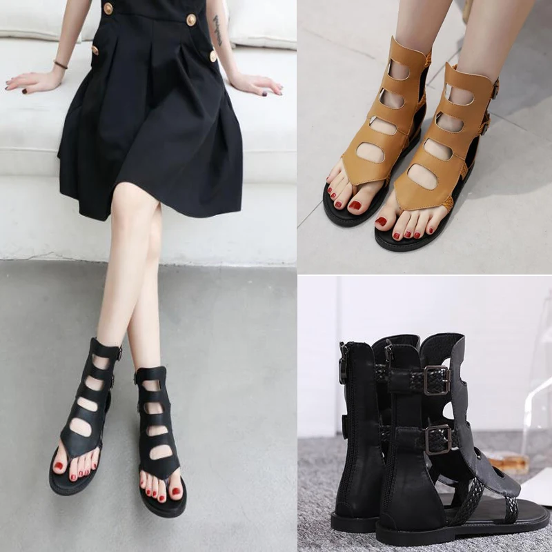 2020 новые летние женские сандалии в римском стиле на плоской подошве с открытым