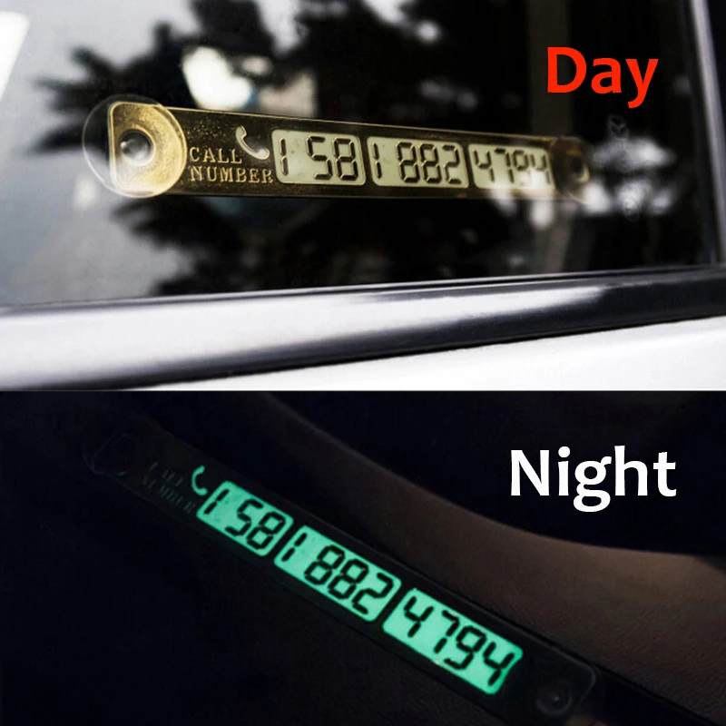 

Universal Car Luminous Temporary Parking Card Suckers Night Phone Number Card Plate for Car Stop Parking Sign Notice Number
