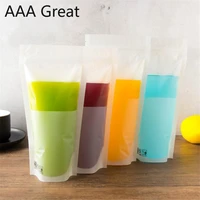 100pcslot liquid bag stand bag clear leak proof drink packaging bags zip lock pouches for beverage juice milk coffee sauce food