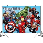 Фон с изображением супергероев Marvel, Мстителей, Железного Человека-паука, Халка, украшения для детской вечевечерние НКИ на день рождения, настенные занавески