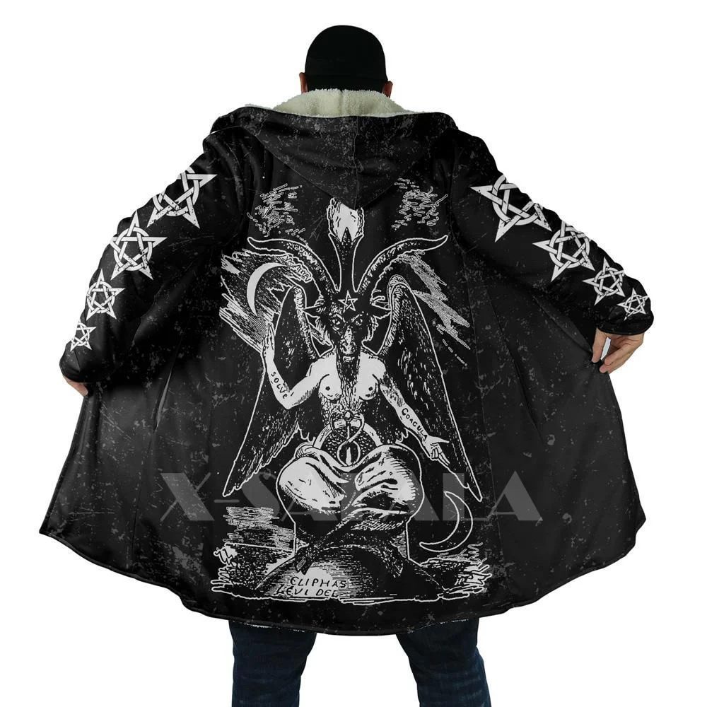 Толстая теплая накидка с капюшоном для женщин и мужчин Мужское пальто символами