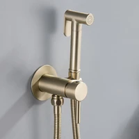 bidet sprayer toilet faucet brushed gold brass hand held wall mounted mixer hot and cold water with hose bathroom kitchen