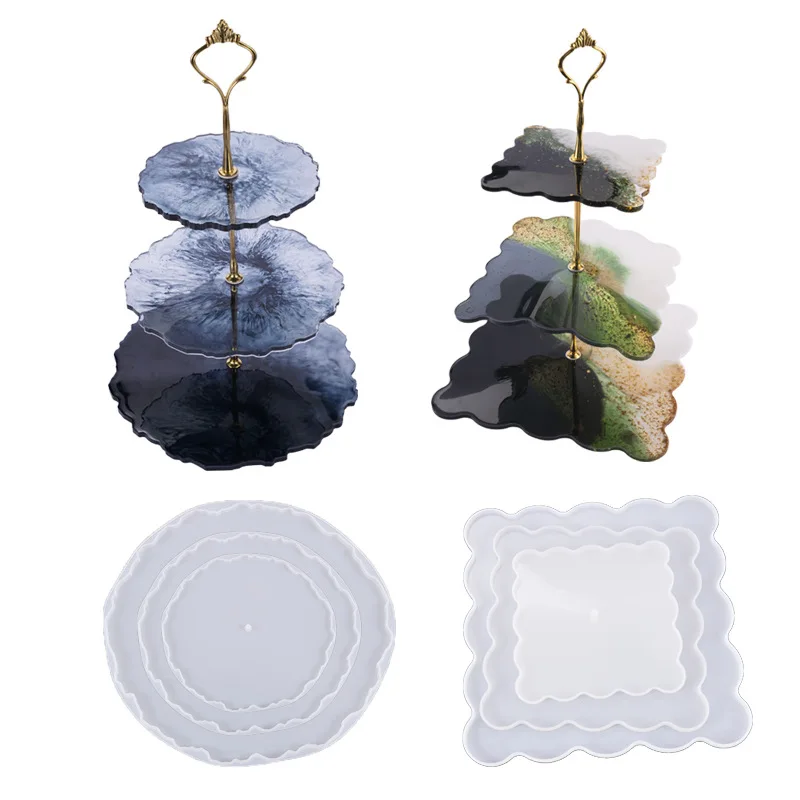 3 Tiered Tray Epoxy Resin Molds Square Cake Serving Stand For Casting DIY Art Silicone | Украшения и аксессуары