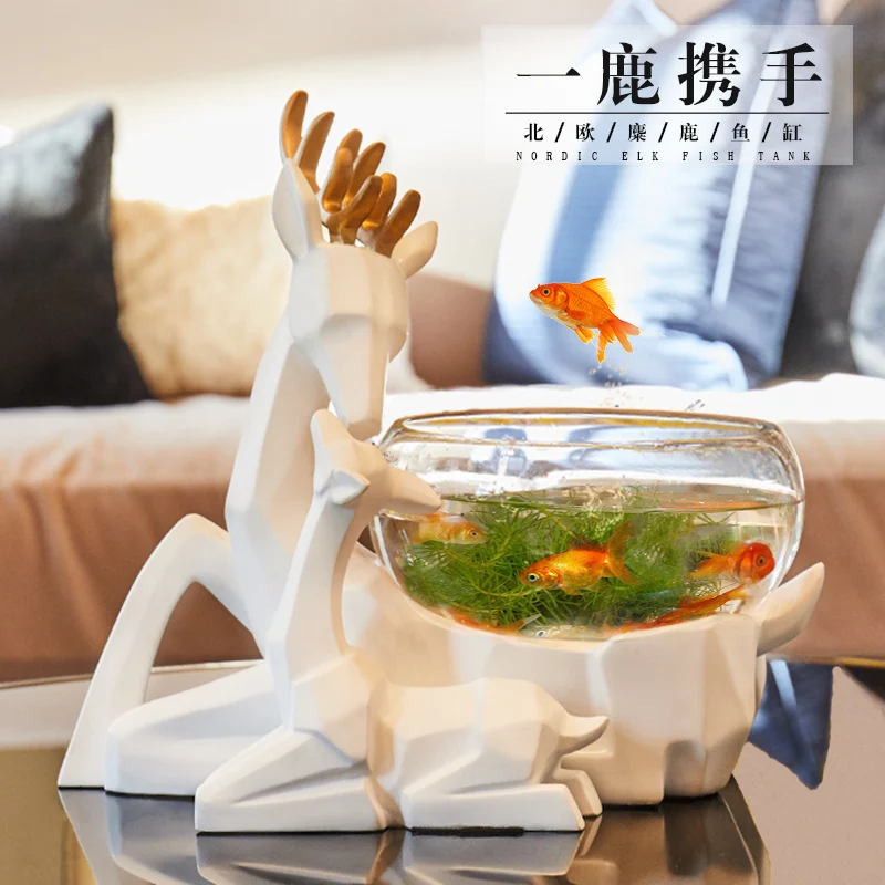 Креативная полимерная винтажная статуя в виде оленя для аквариума поделки