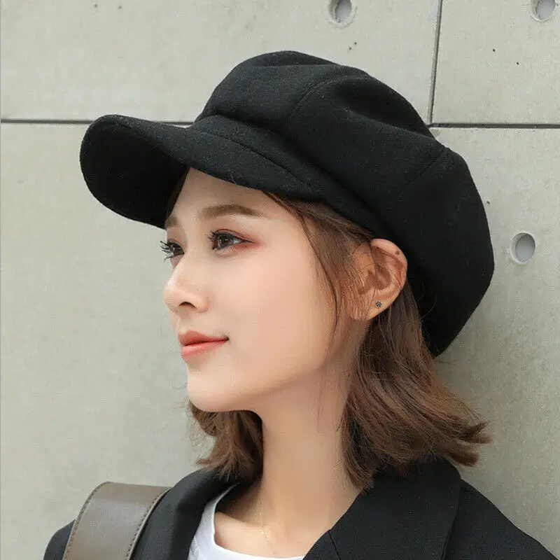 

Auutmn Winter Hats for Women Solid Plain Octagonal Newsboy Cap Men Ladies Casual Wool Hat Winter Beret Women Painter Cap