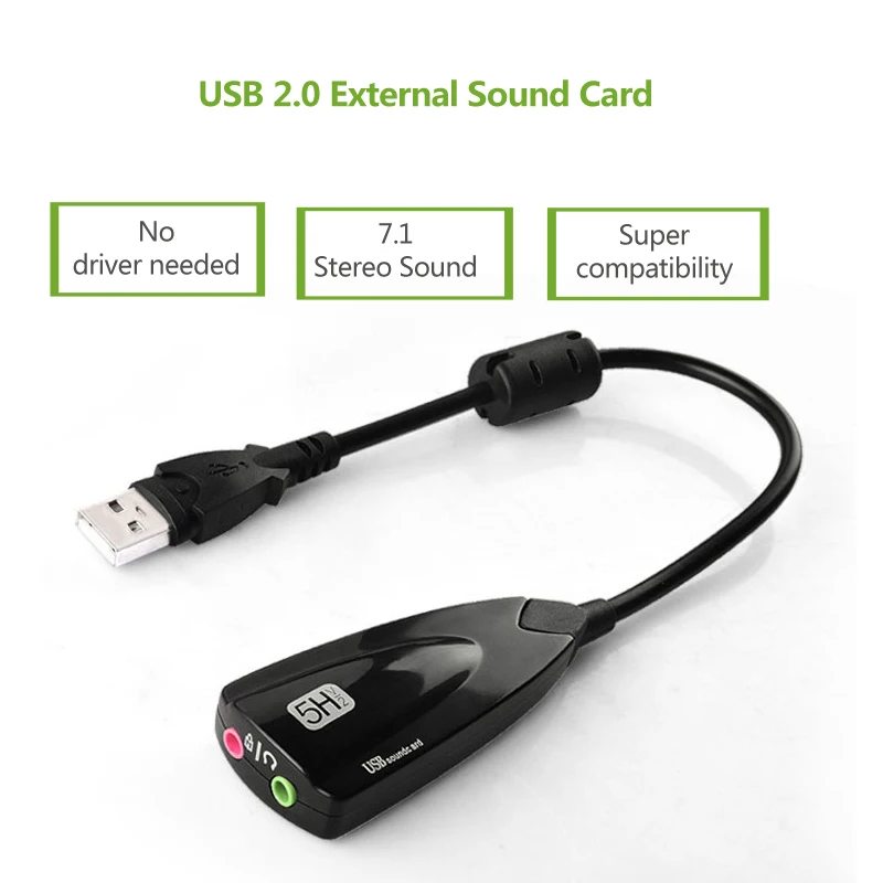 USB 2 0 Звуковая карта 7 1 адаптер для ПК компьютера Jack 3 5 мм наушники гарнитура