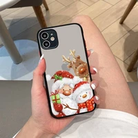 christmas new year gifts elk snow phone case for iphone 13 12 mini 11 pro max x xs max xr 7 8 6 plus translucent matte case