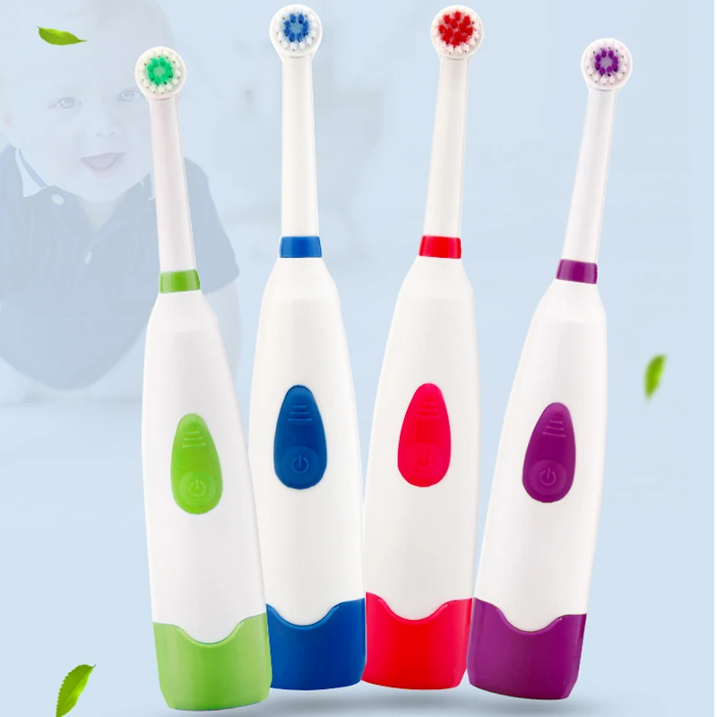 4 Colors Electric Toothbrush With 4 Brush Heads Battery Operated Oral Hygiene Battery Power Dental Hygiene Teeth Brush
