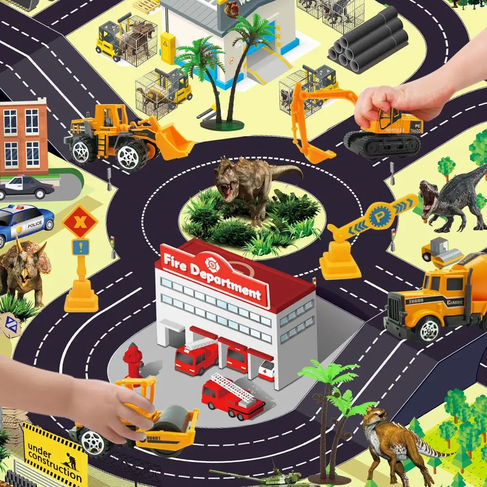 Сплав Инженерно грузовики игрушки набор с игровой коврик мини карманный Размеры