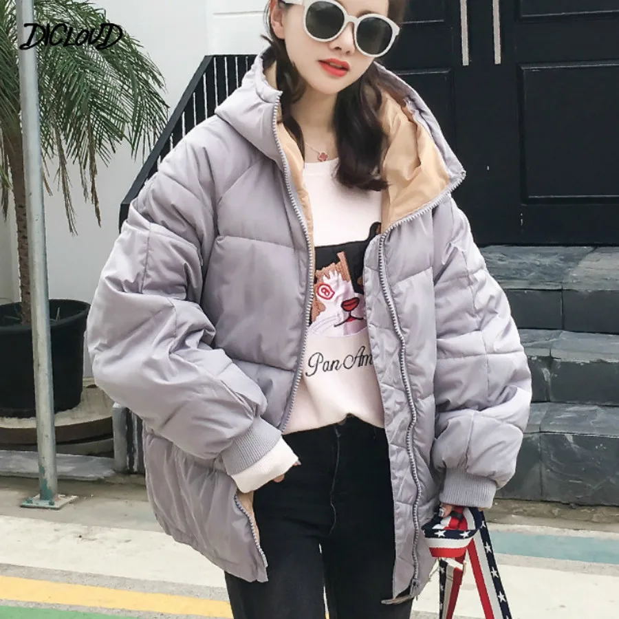 Модное простое зимнее пальто женская Свободная облегающая теплая черная куртка