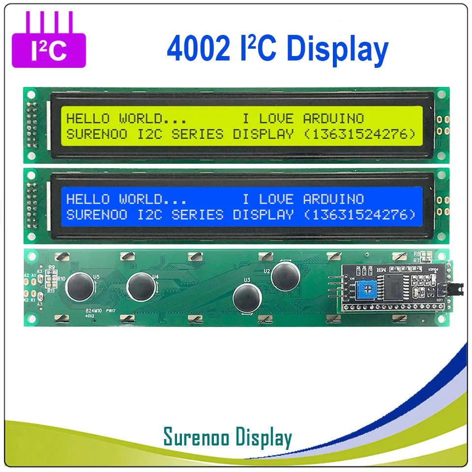 Серийный IIC/igc/TWI 4002 402 40*2 символ ЖК-модуль дисплей желтый зеленый синий с подсветкой для Arduino