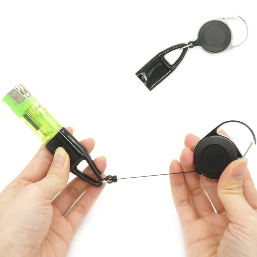 

50Pcs Silicone Lighter Protective Cover Lighter Holder Sleeve Clip With Retractable Keychain Regular Size Smoking Accessories