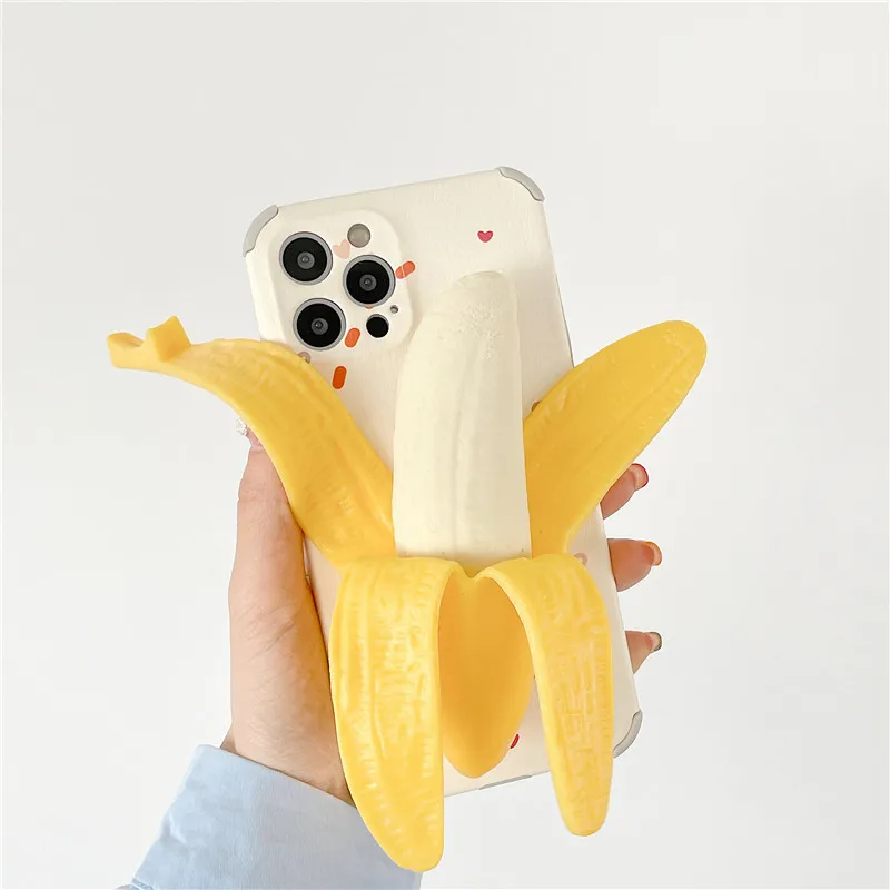 

Reliver Stress 3D banana Phone case For iphone 12 Mini 11 Pro Max XS MAX XR X SE2 7 8 Plus kid Toy gift funny Sensory soft cover