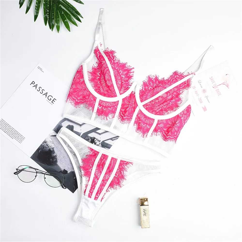 Новые розовые сексуальные кружева пивной бар комплект для женщин модные женские