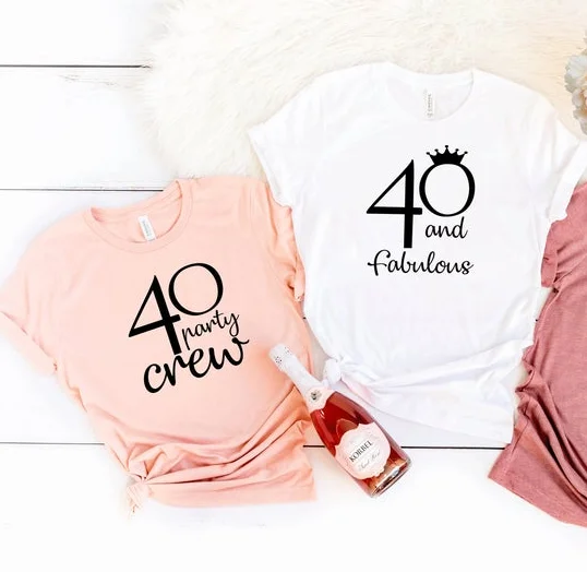 

Forty AF Birthday gifts for women Birthday Gift for 40 and T137 Short Sleeve Top Tees 100% cotton O Neck unisex Clothing kawaii