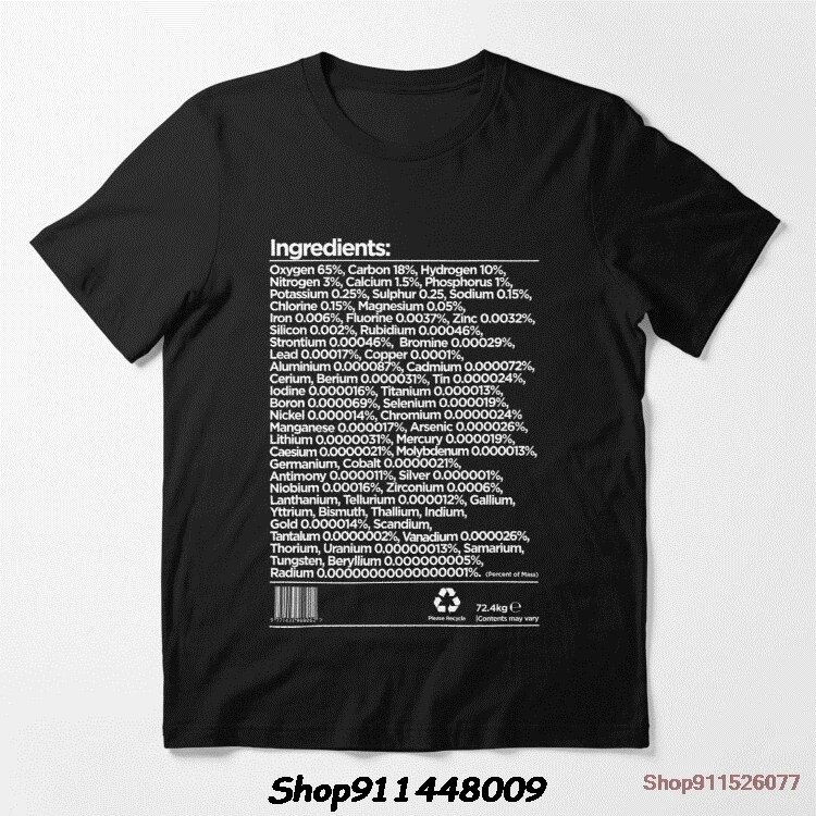 Человека химических ингредиентов список для мужчин Новинка Футболка девочек с