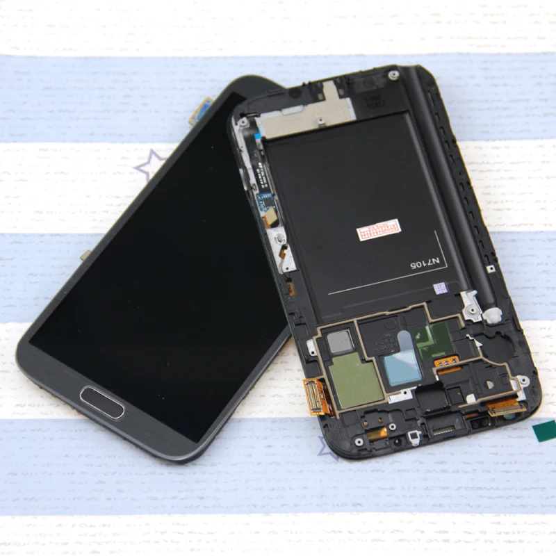 With Frame Full Digitizer LCDs For Samsung Galaxy Note2 Note 2 N7100 N7105 LCD Display Touch Screen Assembly Replacement | Мобильные