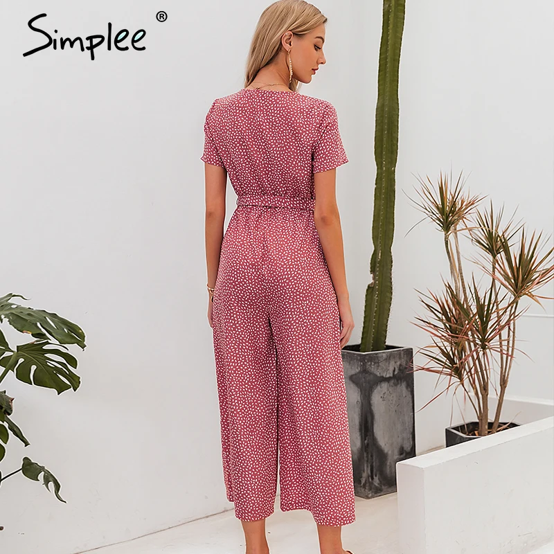 Simplee в богемном стиле горошек женские комбинезоны с v образным вырезом коротким