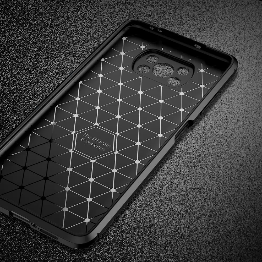

For Xiaomi Pocophone Poco X3 NFC Case Soft Silicone Carbon fiber skin Protective Back Cover Case for xiaomi poco M3 X3 shell
